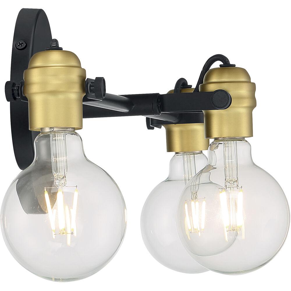 Nuvo Lighting Mantra 3 Light 22.5 Inch Black And Brushed Brass Vanity Light Wall Light