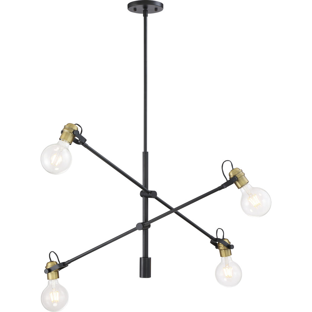 Nuvo Lighting Mantra 4 Light 5 Inch Black And Brushed Brass Pendant Ceiling Light