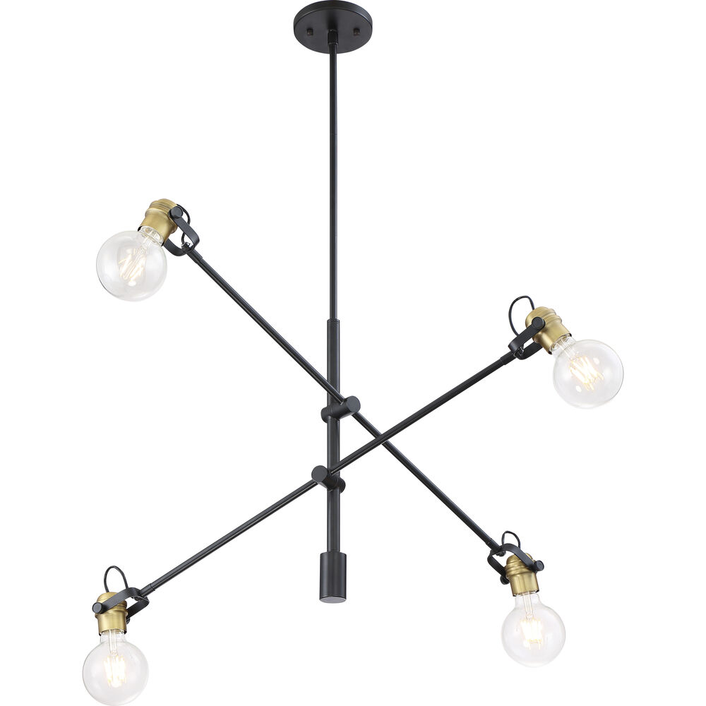Nuvo Lighting Mantra 4 Light 5 Inch Black And Brushed Brass Pendant Ceiling Light