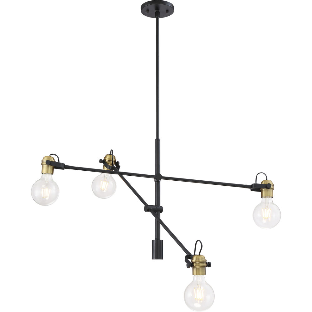 Nuvo Lighting Mantra 4 Light 5 Inch Black And Brushed Brass Pendant Ceiling Light
