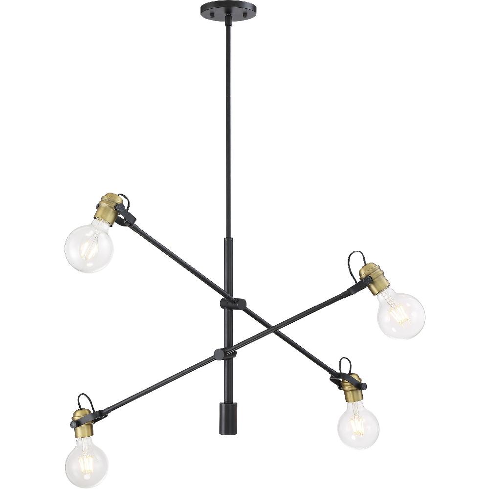 nuvo lighting Mantra 4 Light 5 inch Black and Brushed Brass Pendant Ceiling Light