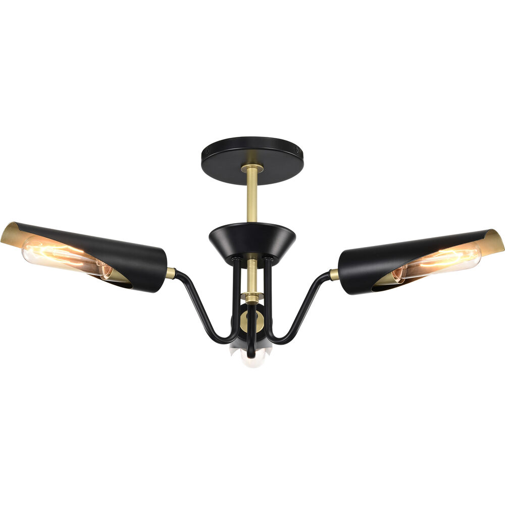 Nuvo Lighting Marc 3 Light 21 Inch Matte Black Chandelier Ceiling Light