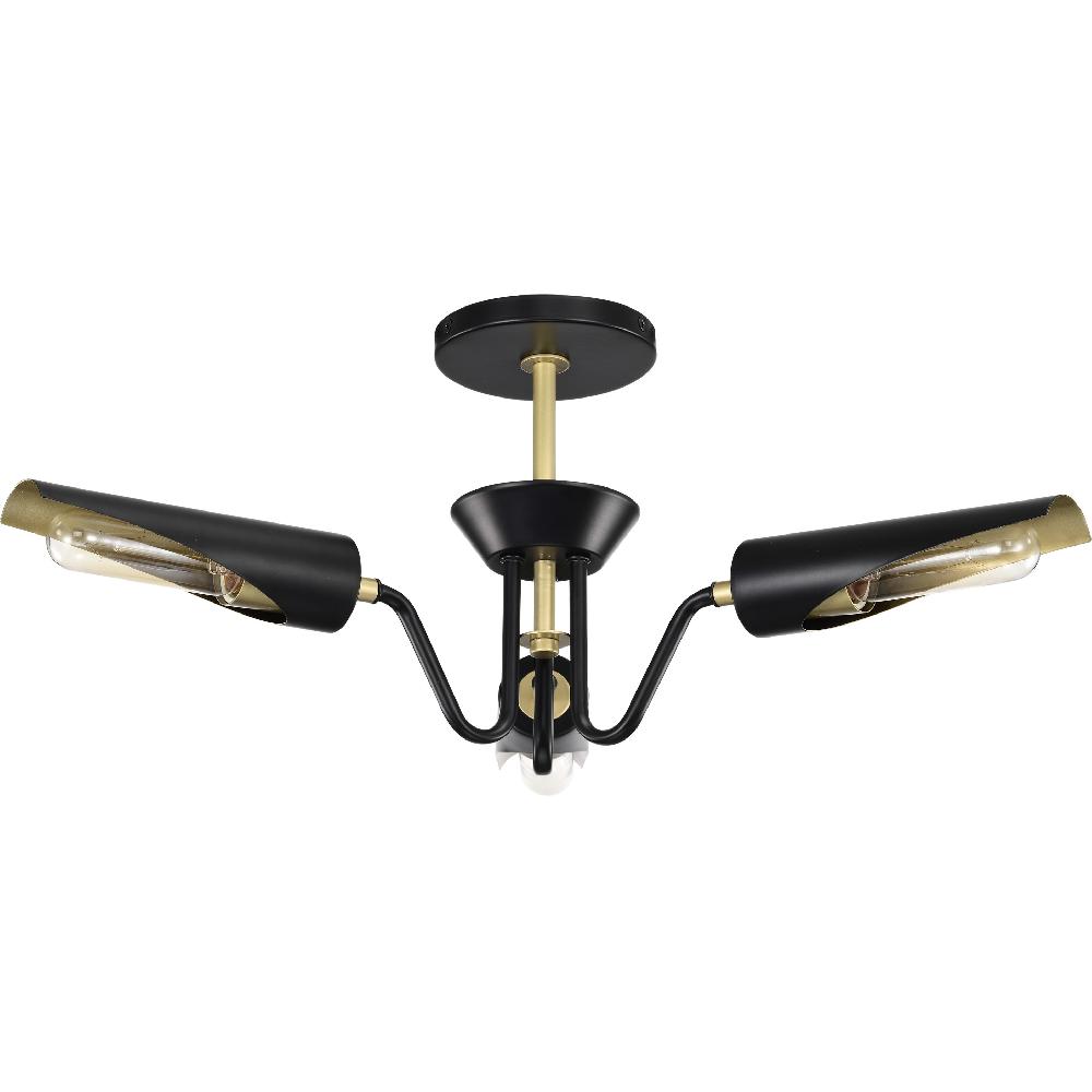 nuvo lighting Marc 3 Light 21 inch Matte Black Chandelier Ceiling Light