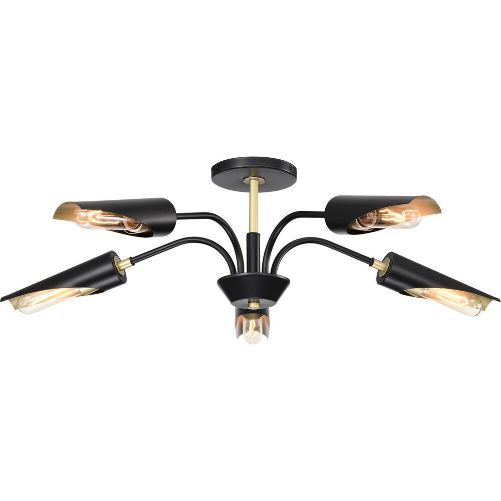 Nuvo Lighting Marc 5 Light 28.5 Inch Matte Black Chandelier Ceiling Light