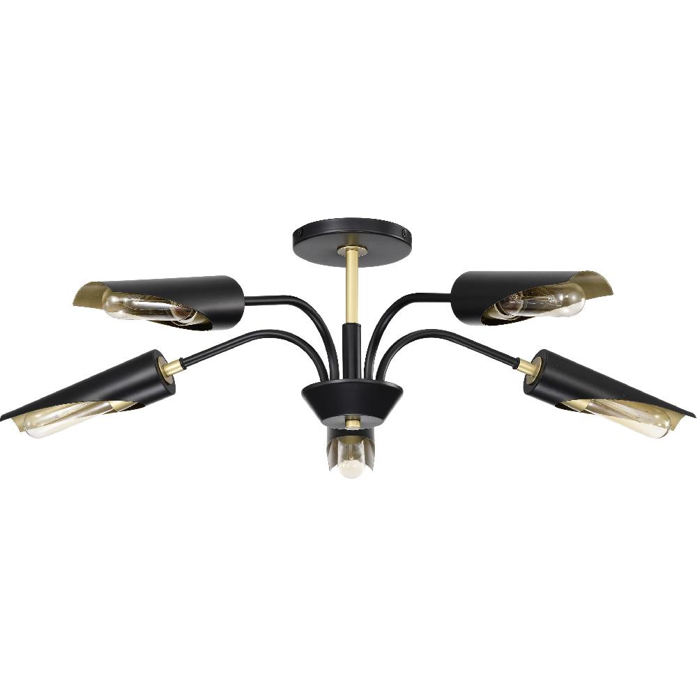 nuvo lighting Marc 5 Light 28.5 inch Matte Black Chandelier Ceiling Light