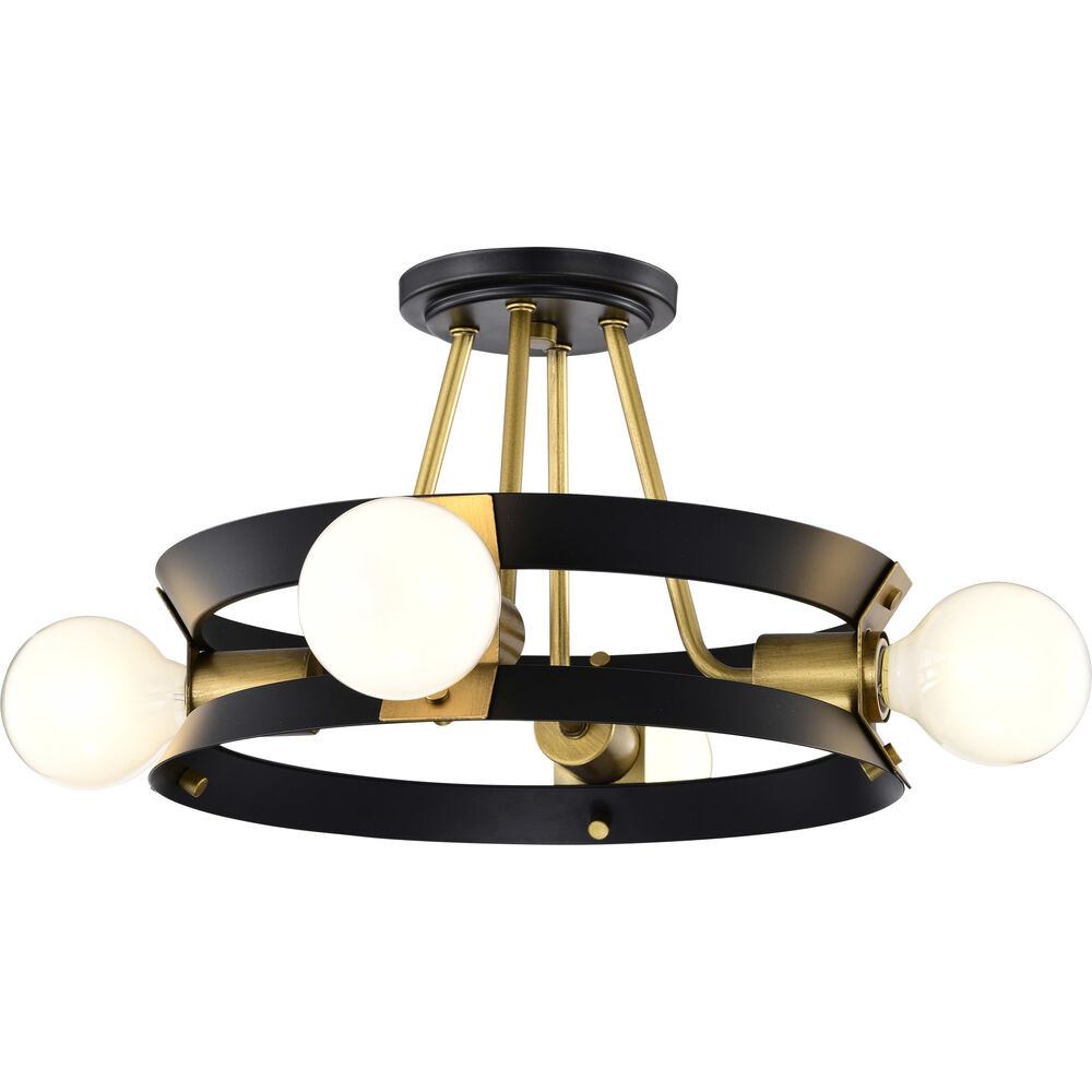 Nuvo Lighting Marsden 4 Light 13.25 Inch Matte Black Semi Flush Mount Ceiling Light