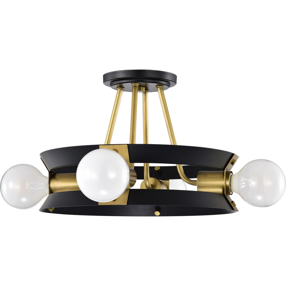 Nuvo Lighting Marsden 4 Light 13.25 Inch Matte Black Semi Flush Mount Ceiling Light
