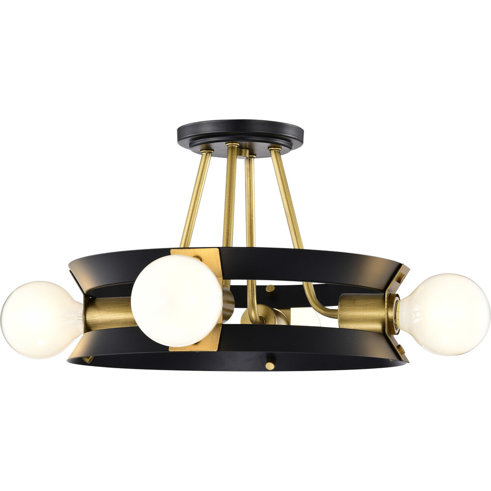 Nuvo Lighting Marsden 4 Light 13.25 Inch Matte Black Semi Flush Mount Ceiling Light
