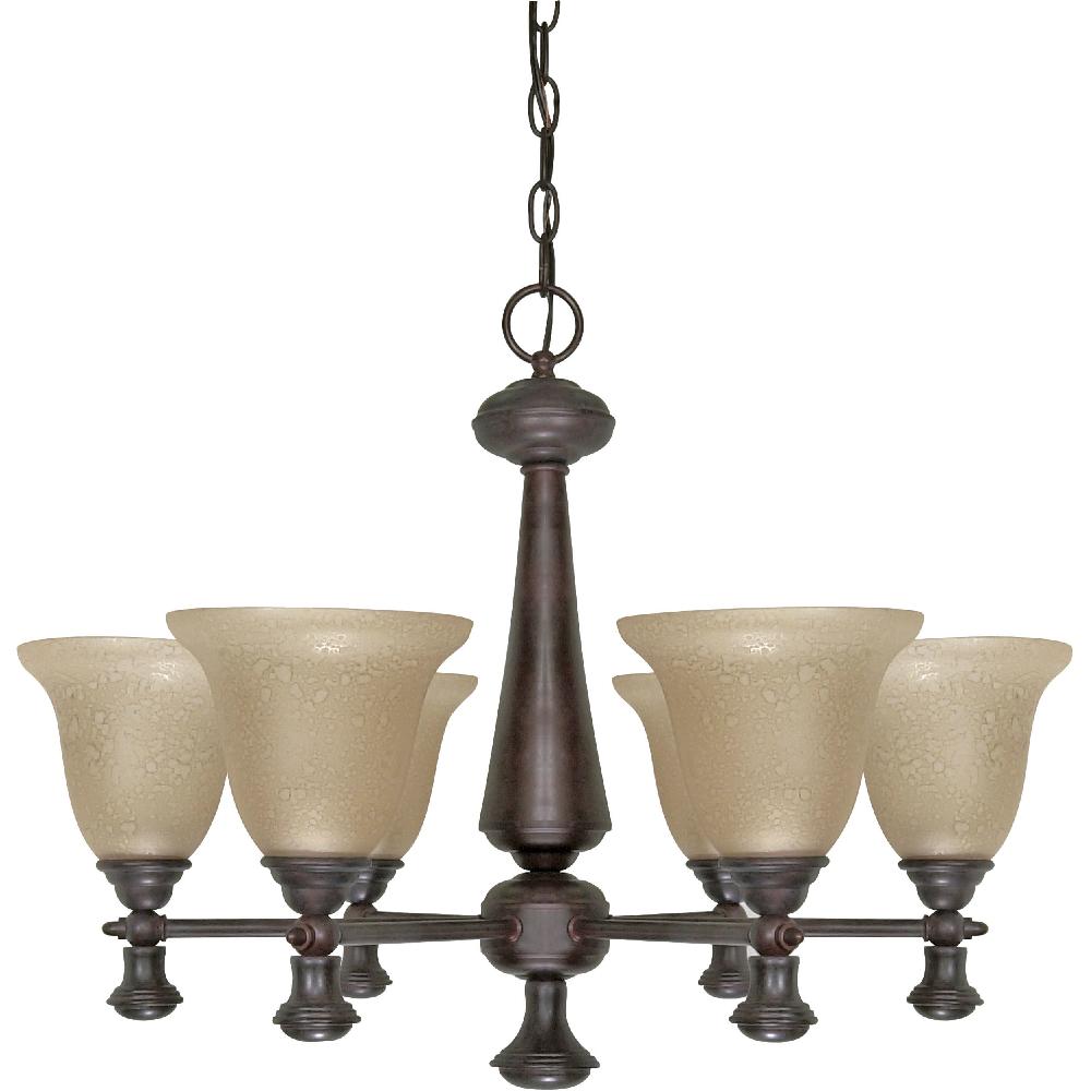 nuvo lighting Mericana 6 Light 25.25 inch Old Bronze and Amber Chandelier Ceiling Light