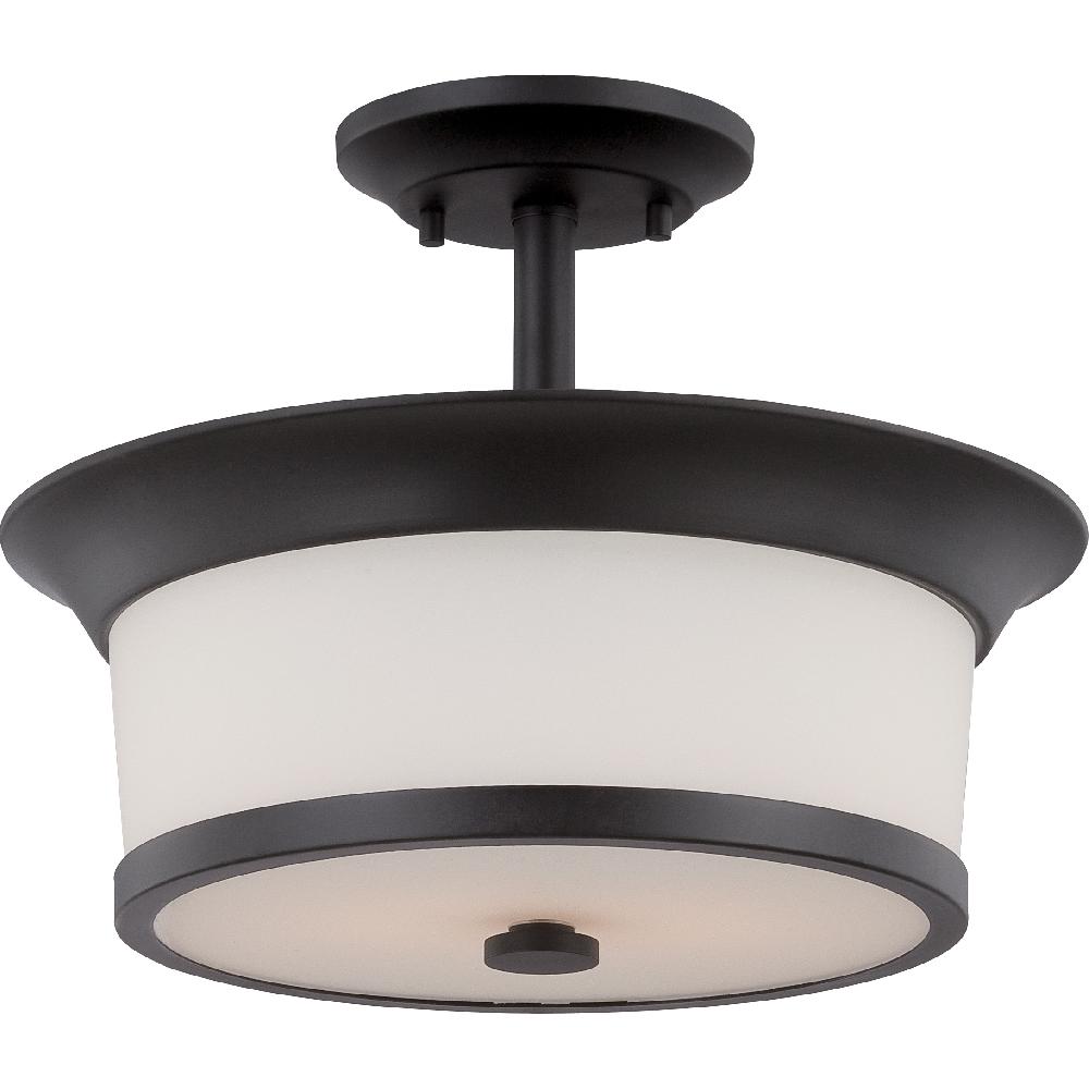 nuvo lighting Mobili 2 Light 13.13 inch Aged Bronze and Satin White Semi Flush Mount Ceiling Light