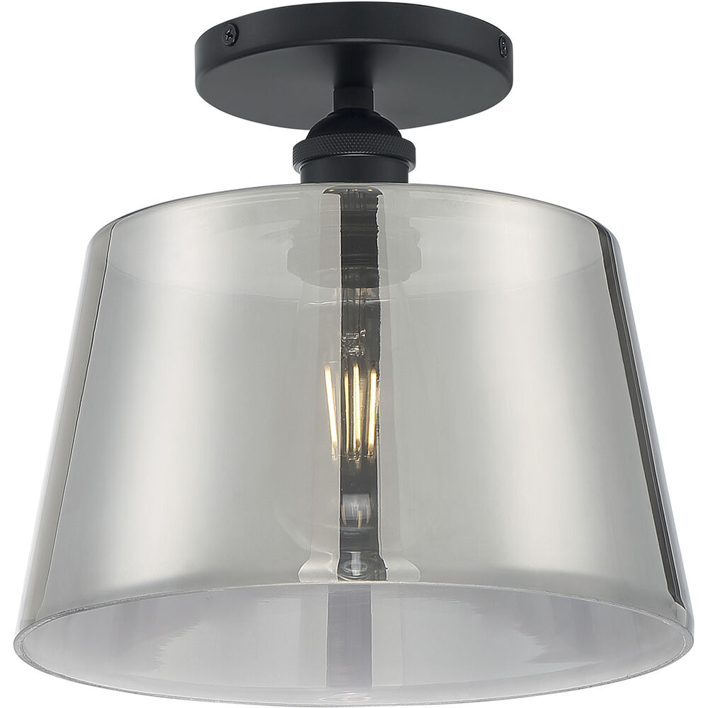Nuvo Lighting Motif 1 Light 10 Inch Black And Smoked Glass Semi Flush Mount Fixture Ceiling Light