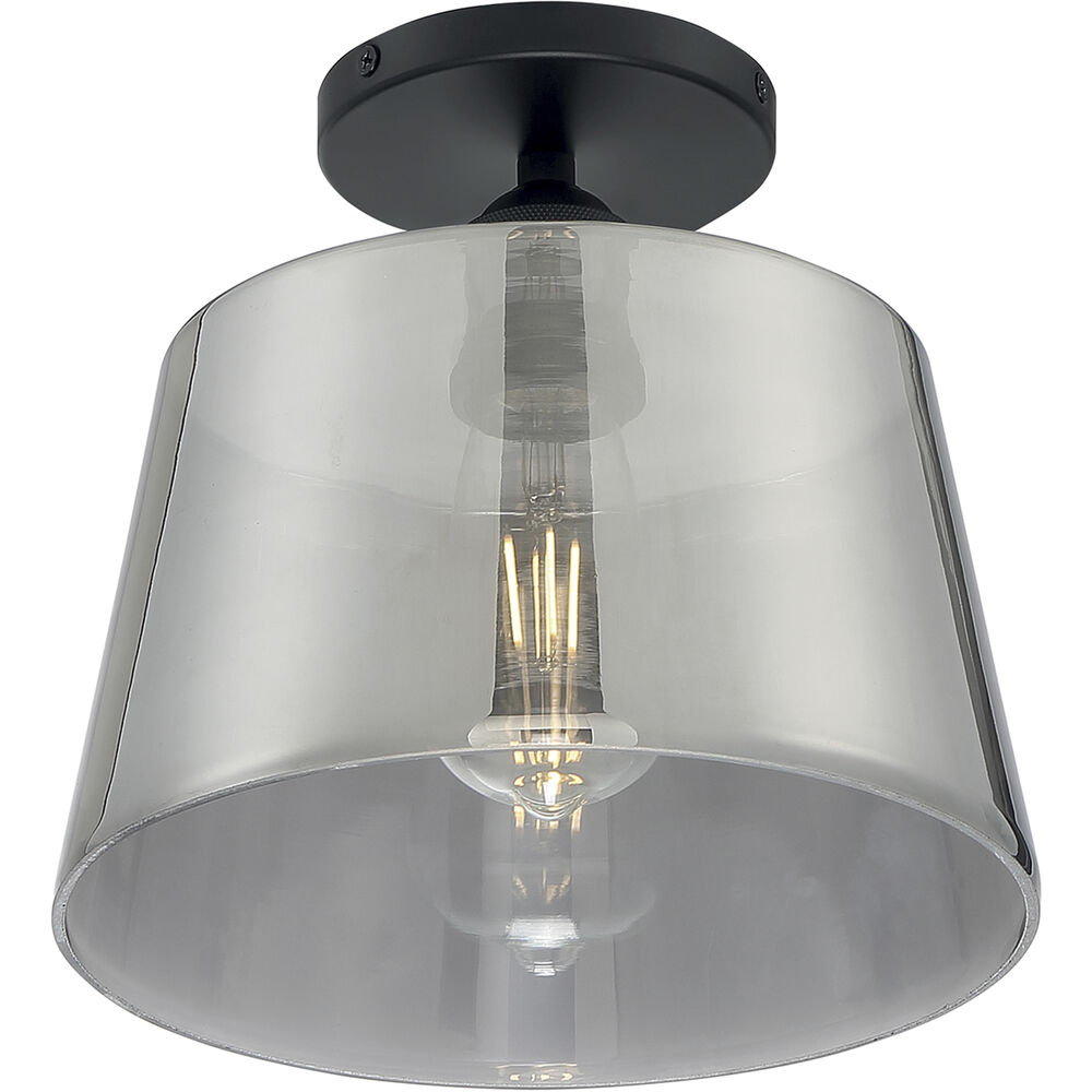 Nuvo Lighting Motif 1 Light 10 Inch Black And Smoked Glass Semi Flush Mount Fixture Ceiling Light