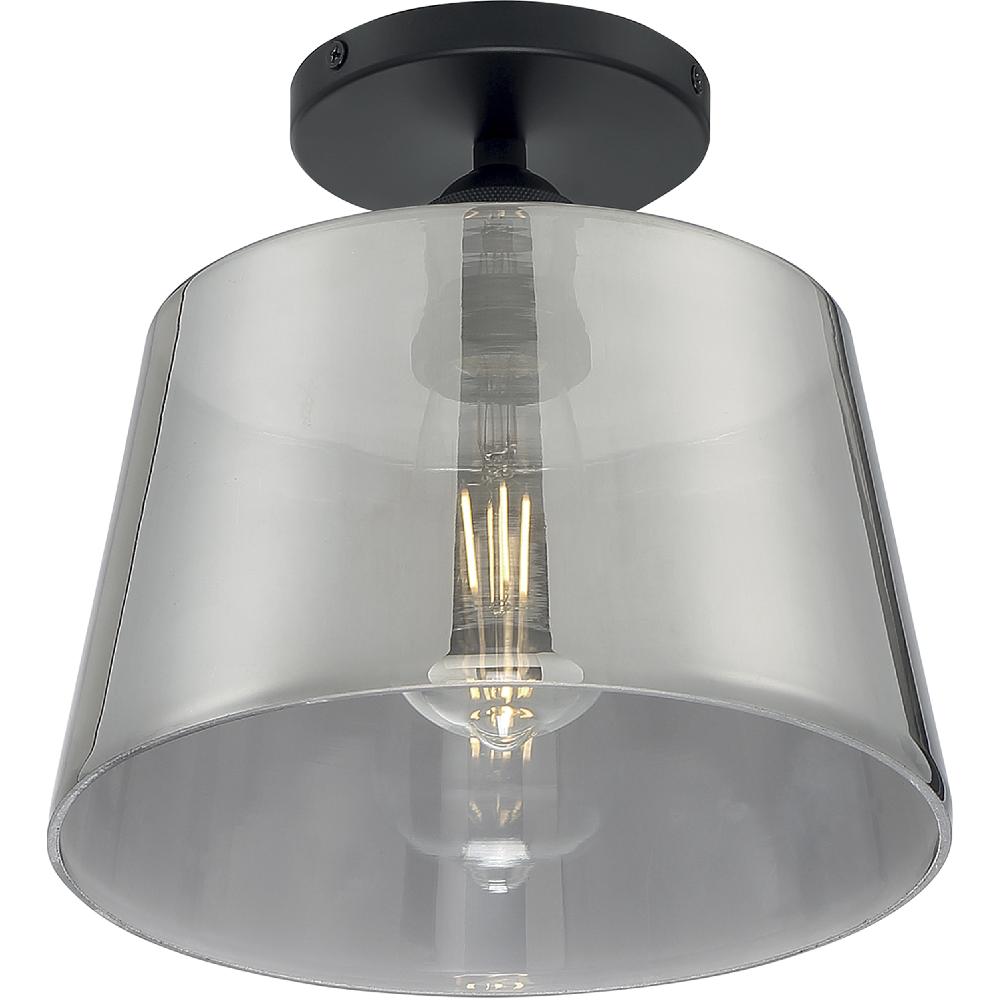 nuvo lighting Motif 1 Light 10 inch Black and Smoked Glass Semi Flush Mount Fixture Ceiling Light