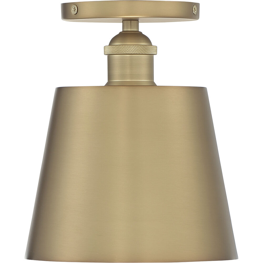 Nuvo Lighting Motif 1 Light 7 Inch Brushed Brass And White Accents Semi Flush Mount Fixture Ceiling Light