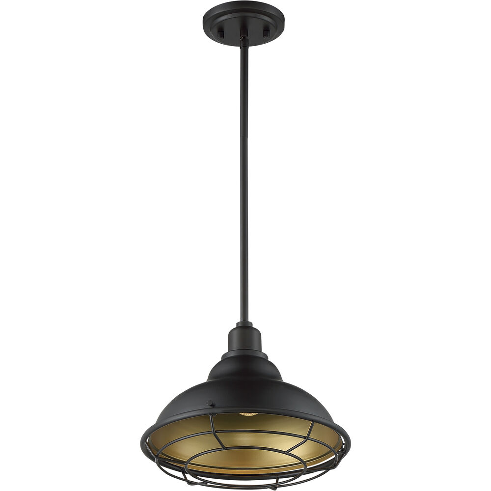 Nuvo Lighting Newbridge 1 Light 12 Inch Dark Bronze And Gold Pendant Ceiling Light