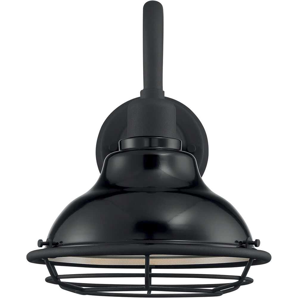 Nuvo Lighting Newbridge 1 Light 12 Inch Gloss Black And Silver Outdoor Wall Fixture