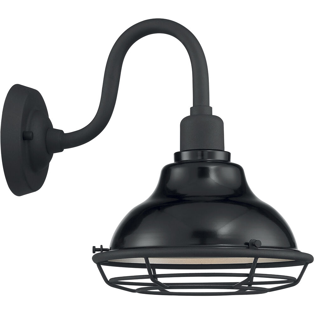 Nuvo Lighting Newbridge 1 Light 12 Inch Gloss Black And Silver Outdoor Wall Fixture