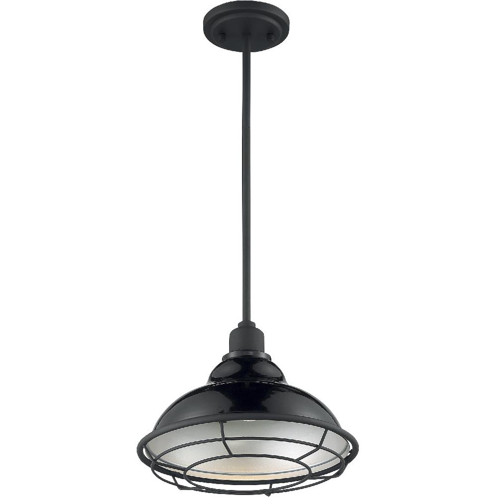 nuvo lighting Newbridge 1 Light 12 inch Gloss Black and Silver Pendant Ceiling Light