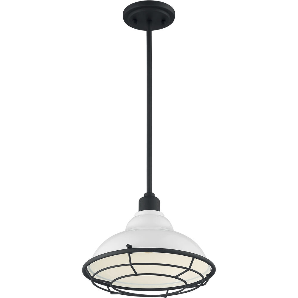 Nuvo Lighting Newbridge 1 Light 12 Inch Gloss White And Black Accents Pendant Ceiling Light