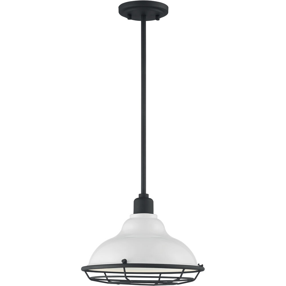 Nuvo Lighting Newbridge 1 Light 12 Inch Gloss White And Black Accents Pendant Ceiling Light