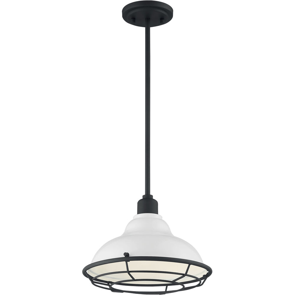 Nuvo Lighting Newbridge 1 Light 12 Inch Gloss White And Black Accents Pendant Ceiling Light
