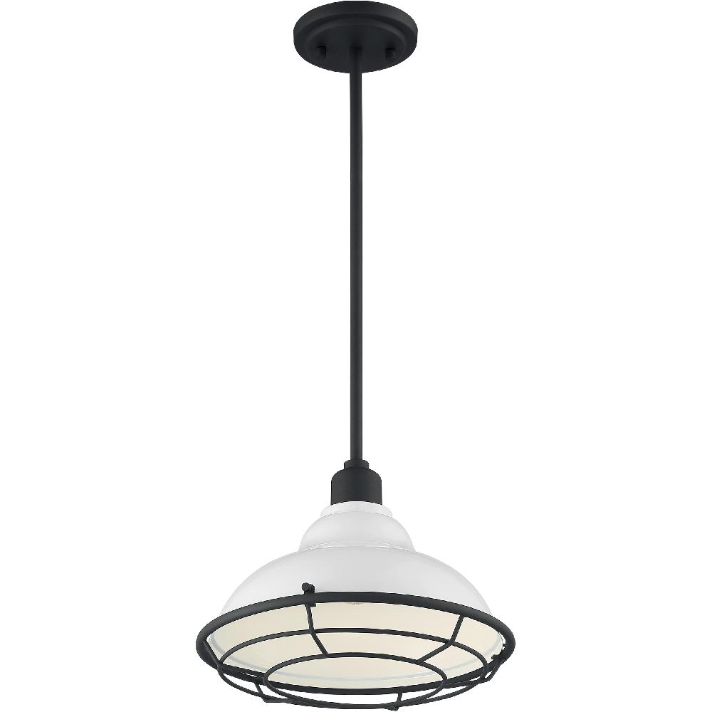 nuvo lighting Newbridge 1 Light 12 inch Gloss White and Black Accents Pendant Ceiling Light