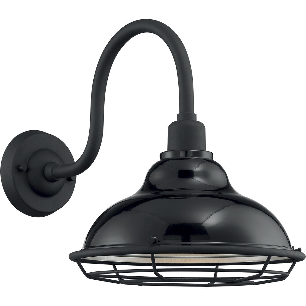 Nuvo Lighting Newbridge 1 Light 14 Inch Gloss Black And Silver Outdoor Wall Fixture