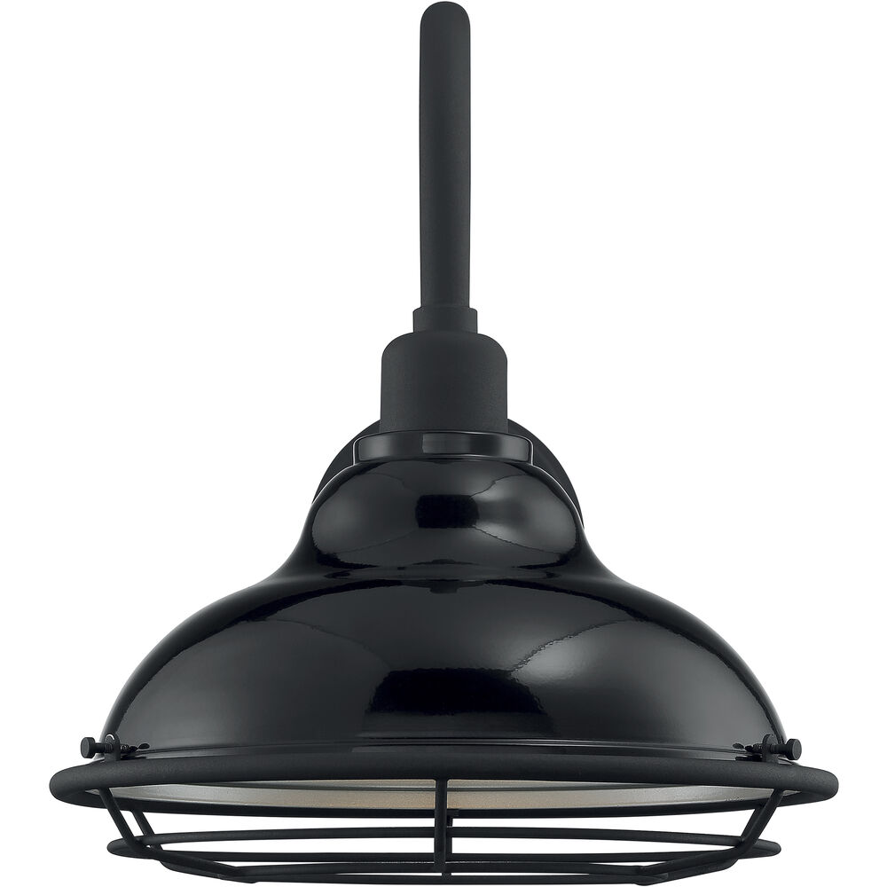 Nuvo Lighting Newbridge 1 Light 14 Inch Gloss Black And Silver Outdoor Wall Fixture