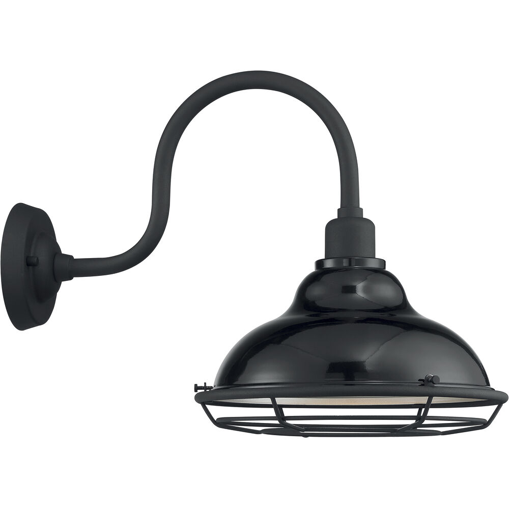 Nuvo Lighting Newbridge 1 Light 14 Inch Gloss Black And Silver Outdoor Wall Fixture