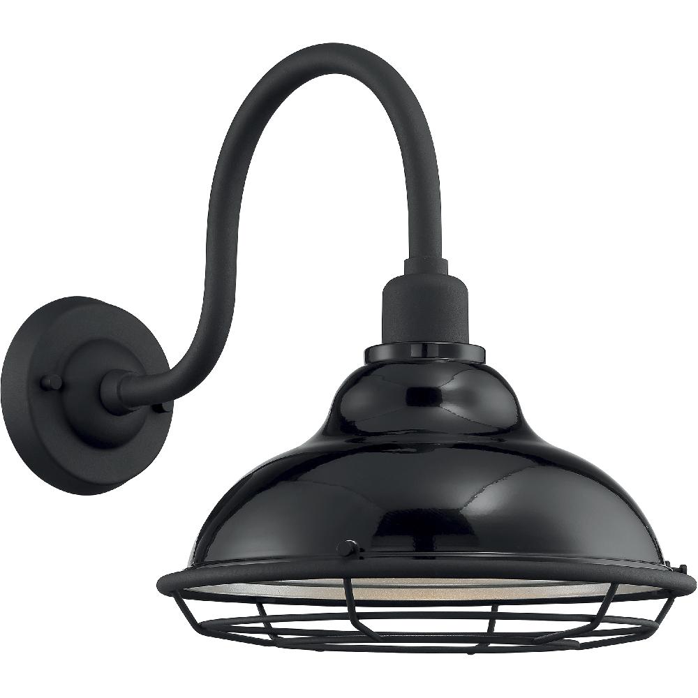 Nuvo Lighting Newbridge 1 Light 14 Inch Gloss Black And Silver Outdoor Wall Fixture