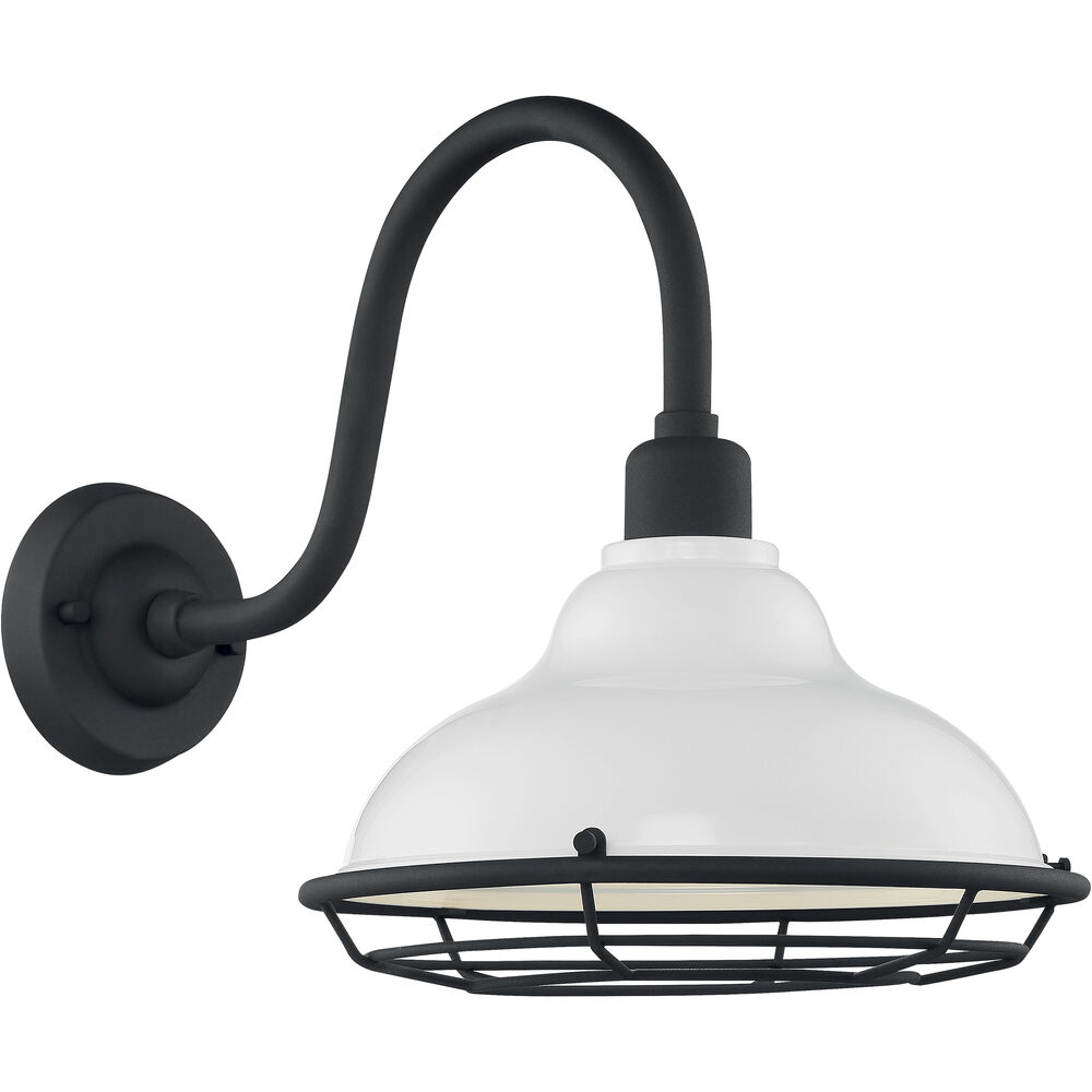 Nuvo Lighting Newbridge 1 Light 14 Inch Gloss White And Textured Black Outdoor Wall Fixture