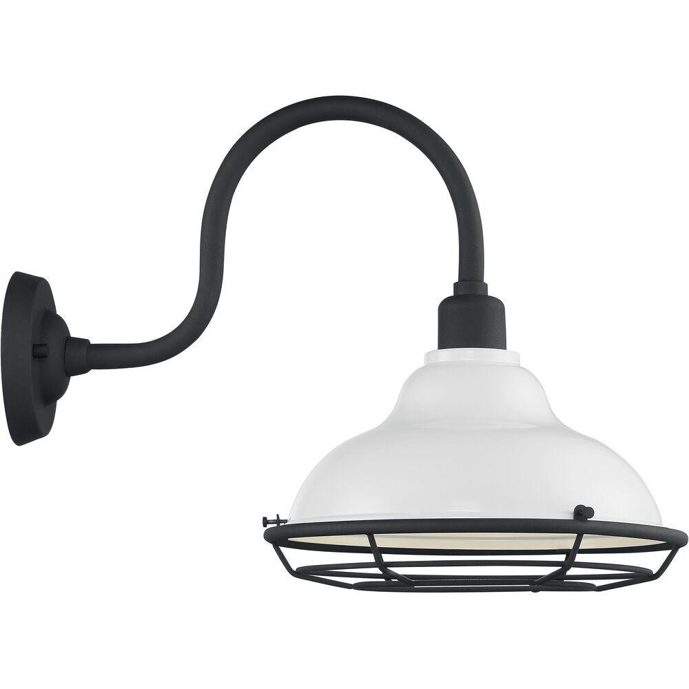 Nuvo Lighting Newbridge 1 Light 14 Inch Gloss White And Textured Black Outdoor Wall Fixture