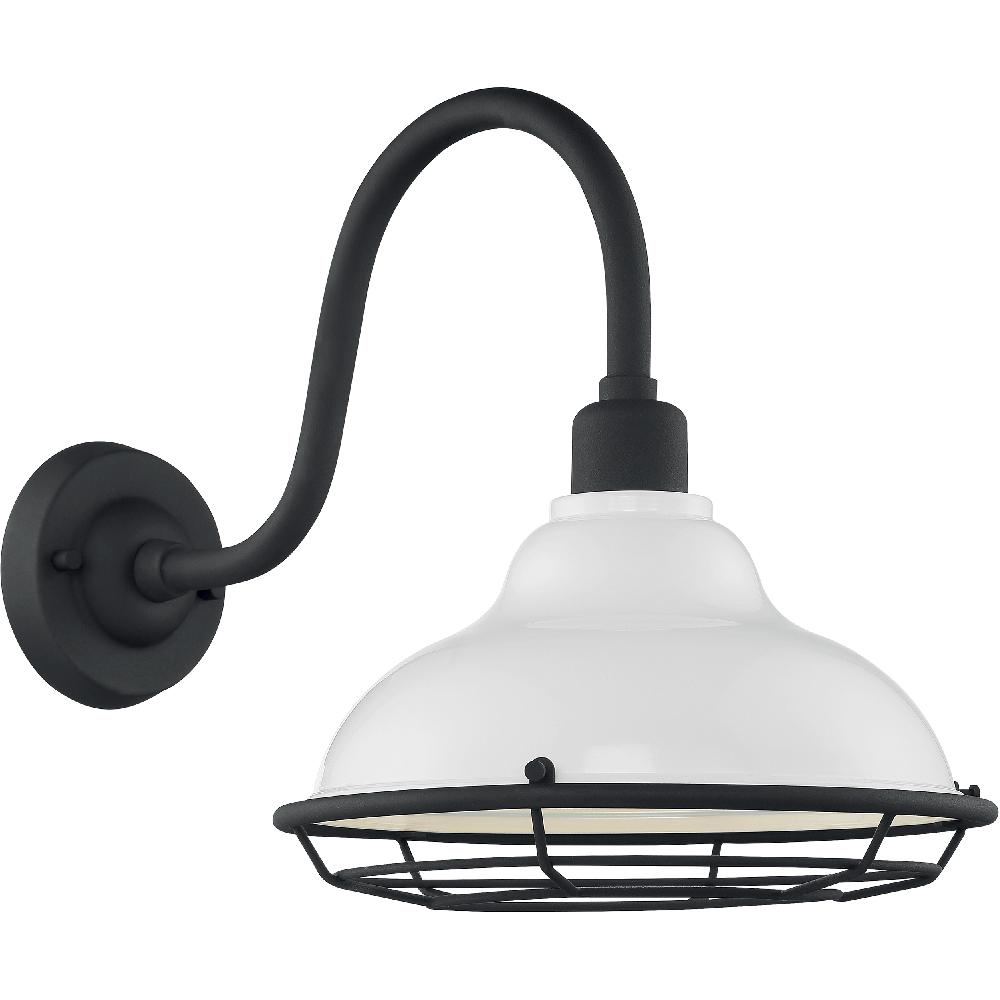 nuvo lighting Newbridge 1 Light 14 inch Gloss White and Textured Black Outdoor Wall Fixture
