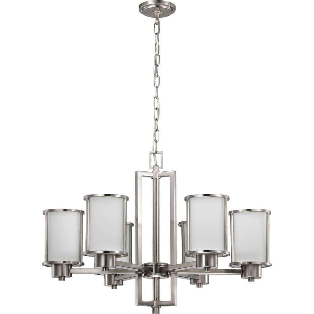 Nuvo Lighting Odeon 6 Light 28 Inch Brushed Nickel Chandelier Ceiling Light