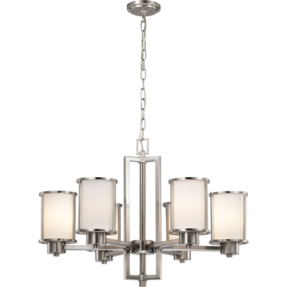 Nuvo Lighting Odeon 6 Light 28 Inch Brushed Nickel Chandelier Ceiling Light