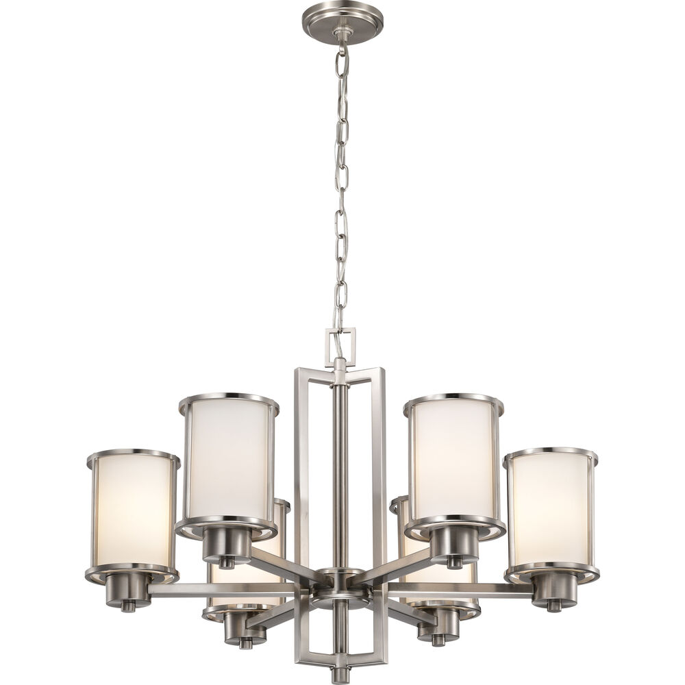 Nuvo Lighting Odeon 6 Light 28 Inch Brushed Nickel Chandelier Ceiling Light