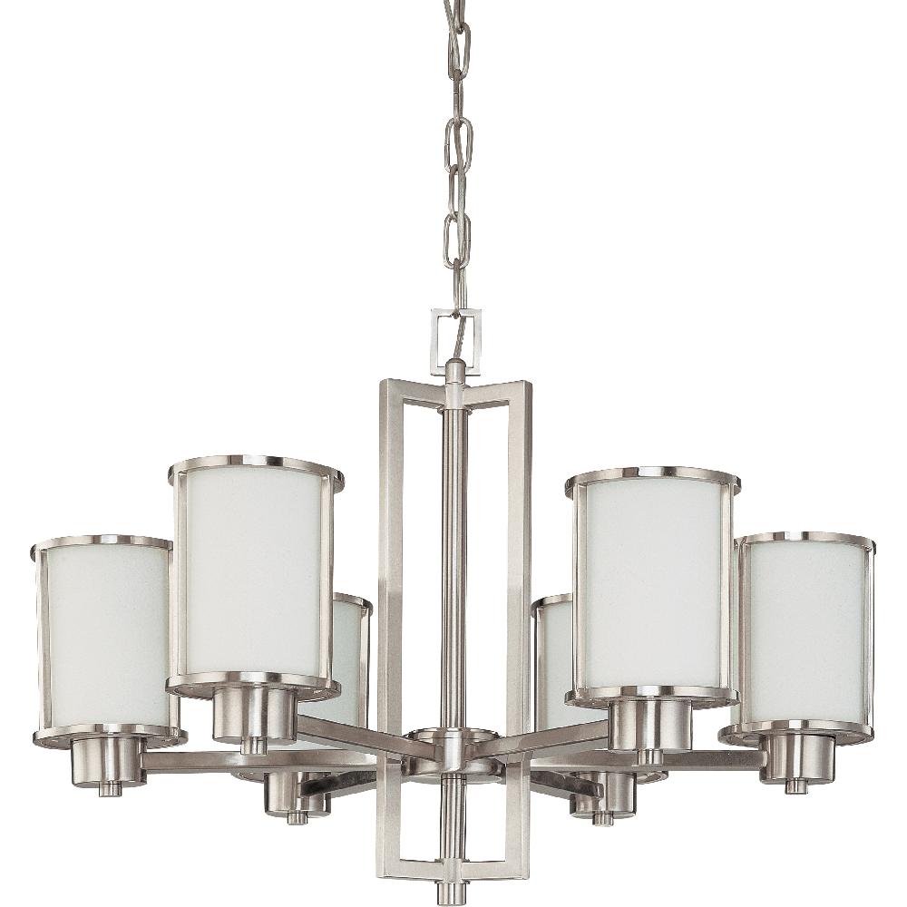 nuvo lighting Odeon 6 Light 28 inch Brushed Nickel Chandelier Ceiling Light