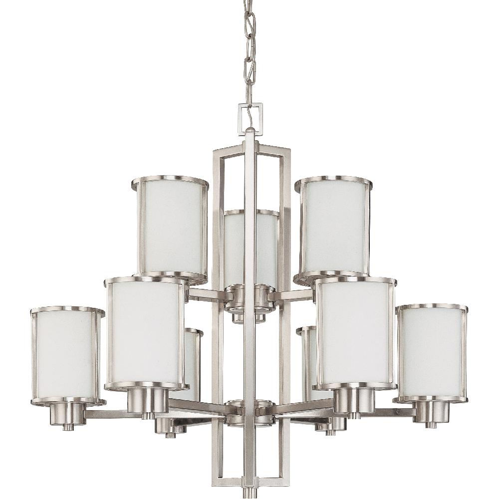 nuvo lighting Odeon 9 Light 30 inch Brushed Nickel Chandelier Ceiling Light