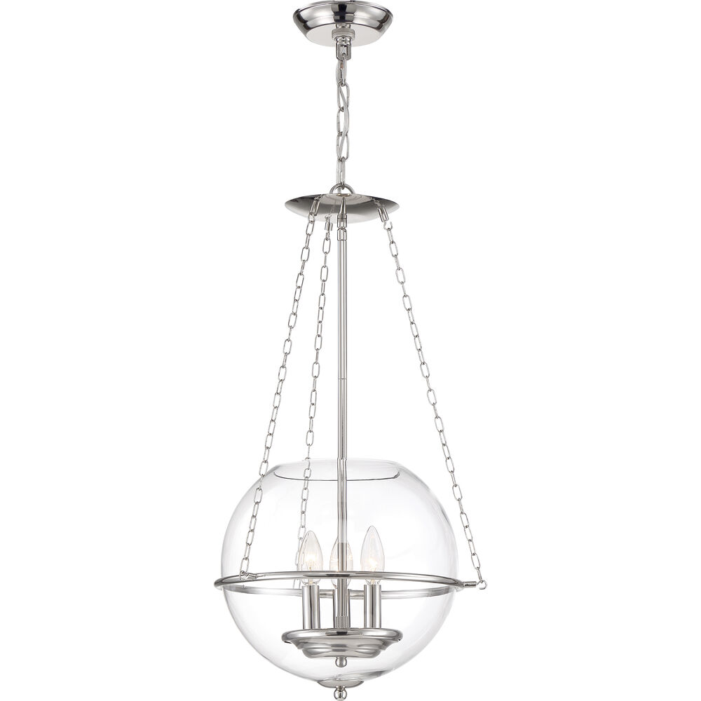 Nuvo Lighting Odyssey 3 Light 15 Inch Polished Nickel And Clear Pendant Ceiling Light