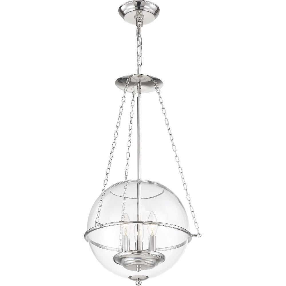 nuvo lighting Odyssey 3 Light 15 inch Polished Nickel and Clear Pendant Ceiling Light