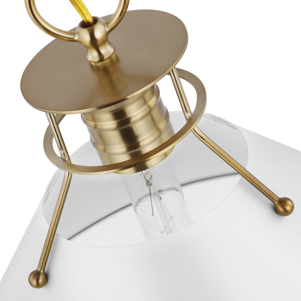 Nuvo Lighting Outpost 1 Light 17 Inch Matte White/Burnished Brass Pendant Ceiling Light