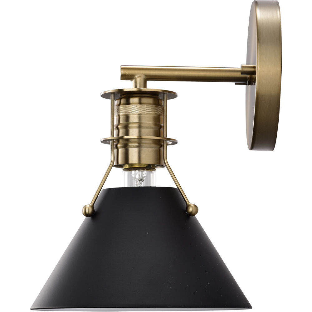 Nuvo Lighting Outpost 1 Light 7 Inch Matte Black/Burnished Brass Bathroom Vanity Lights Wall Light