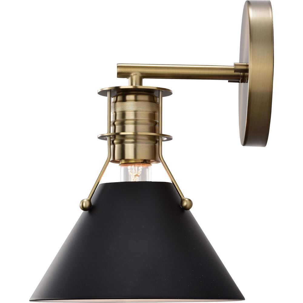 Nuvo Lighting Outpost 1 Light 7 Inch Matte Black/Burnished Brass Bathroom Vanity Lights Wall Light