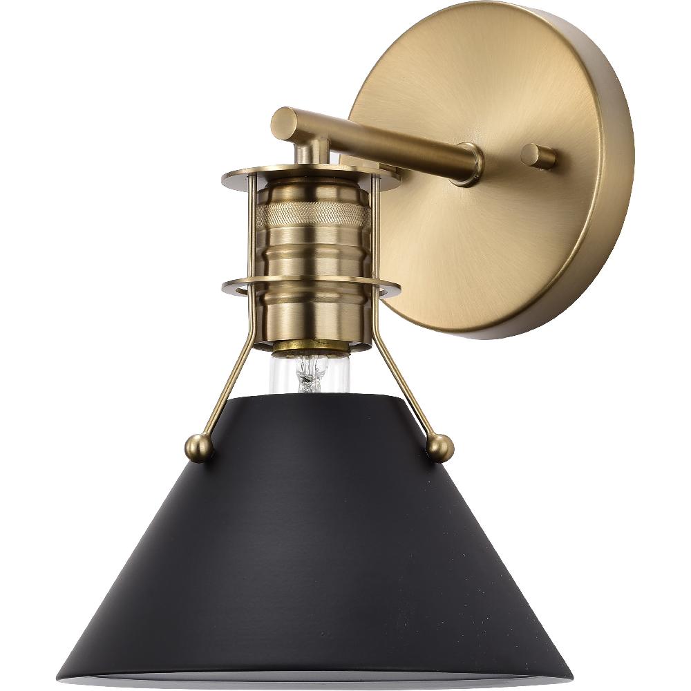 nuvo lighting Outpost 1 Light 7 inch Matte Black/Burnished Brass Bathroom Vanity Lights Wall Light