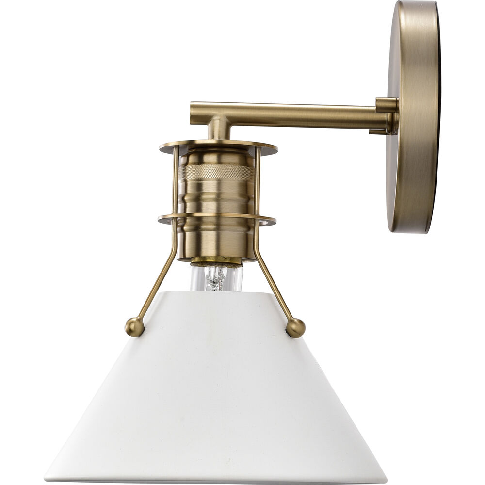 Nuvo Lighting Outpost 1 Light 7 Inch Matte White/Burnished Brass Bathroom Vanity Lights Wall Light