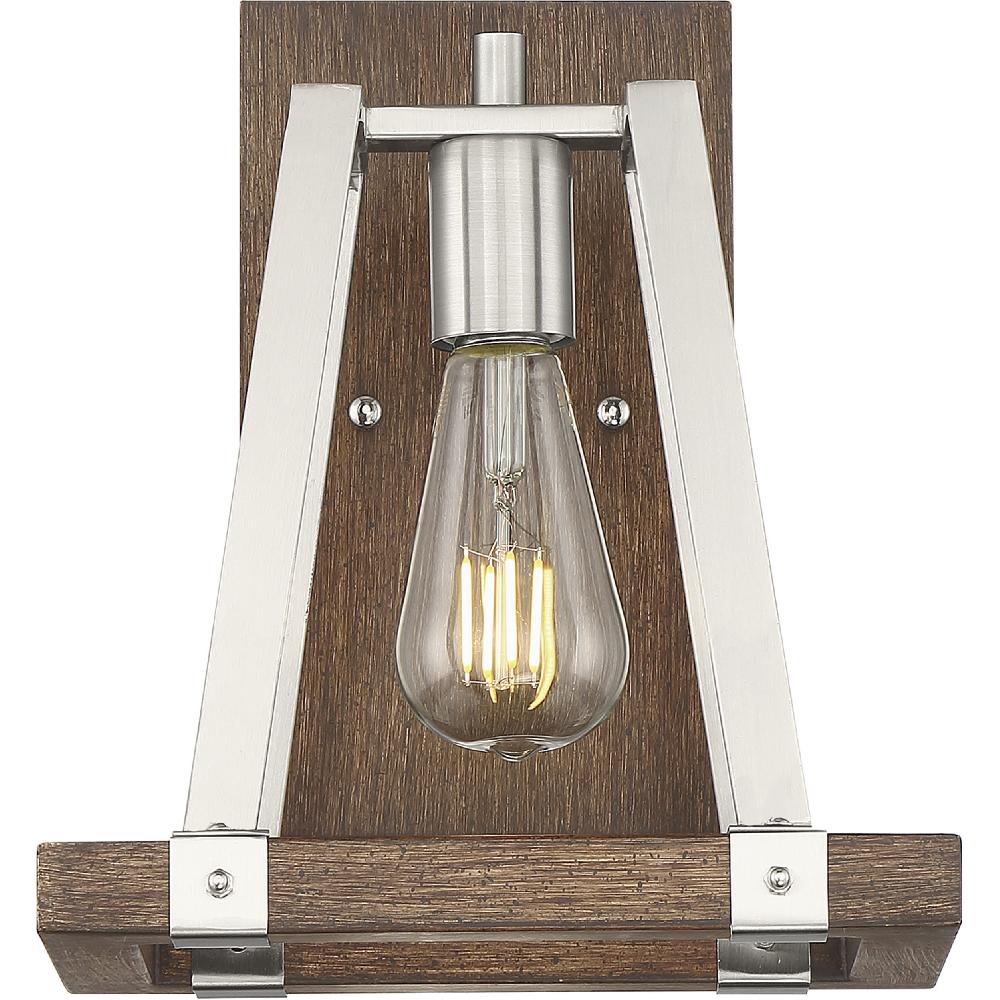 nuvo lighting Outrigger 1 Light 9.5 inch Brushed Nickel and Nutmeg Wood Wall Sconce Wall Light