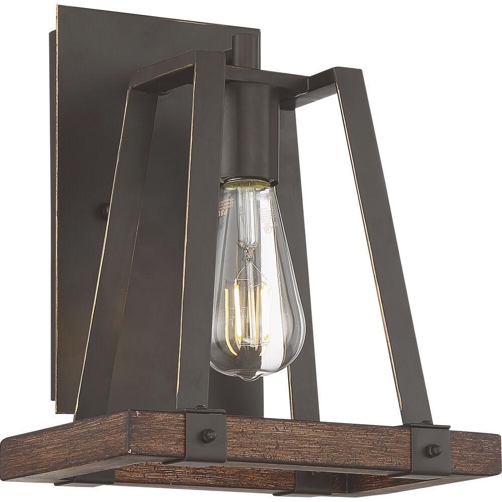 Nuvo Lighting Outrigger 1 Light 9.5 Inch Mahogany Bronze And Nutmeg Wood Wall Sconce Wall Light