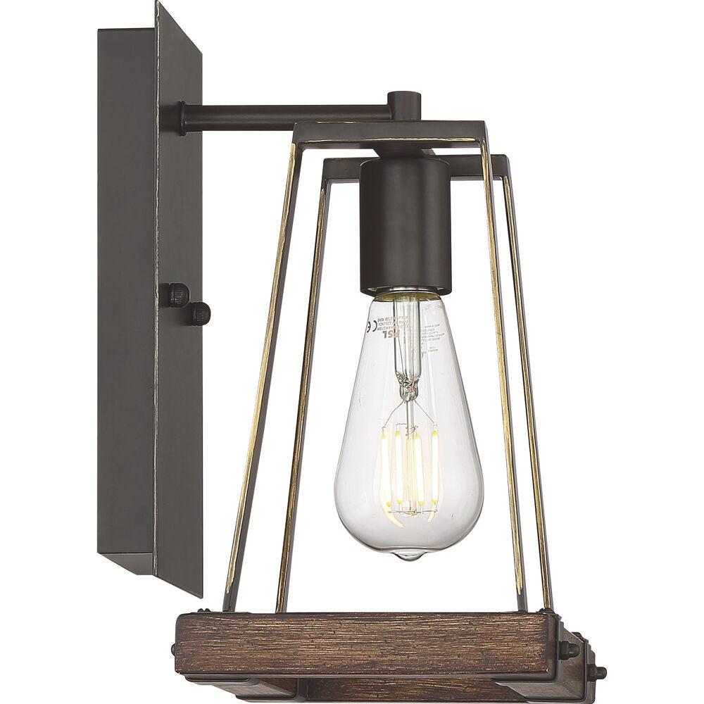 Nuvo Lighting Outrigger 1 Light 9.5 Inch Mahogany Bronze And Nutmeg Wood Wall Sconce Wall Light