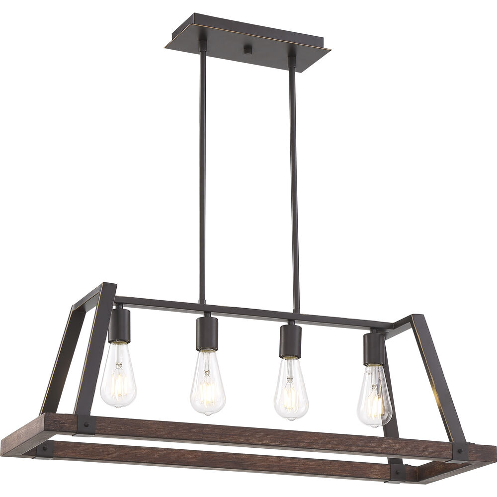 Nuvo Lighting Outrigger 4 Light 11 Inch Mahogany Bronze And Nutmeg Wood Pendant Ceiling Light