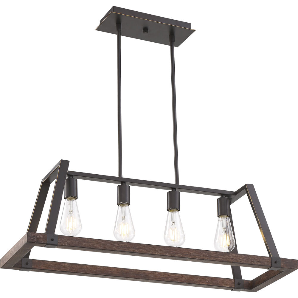Nuvo Lighting Outrigger 4 Light 11 Inch Mahogany Bronze And Nutmeg Wood Pendant Ceiling Light